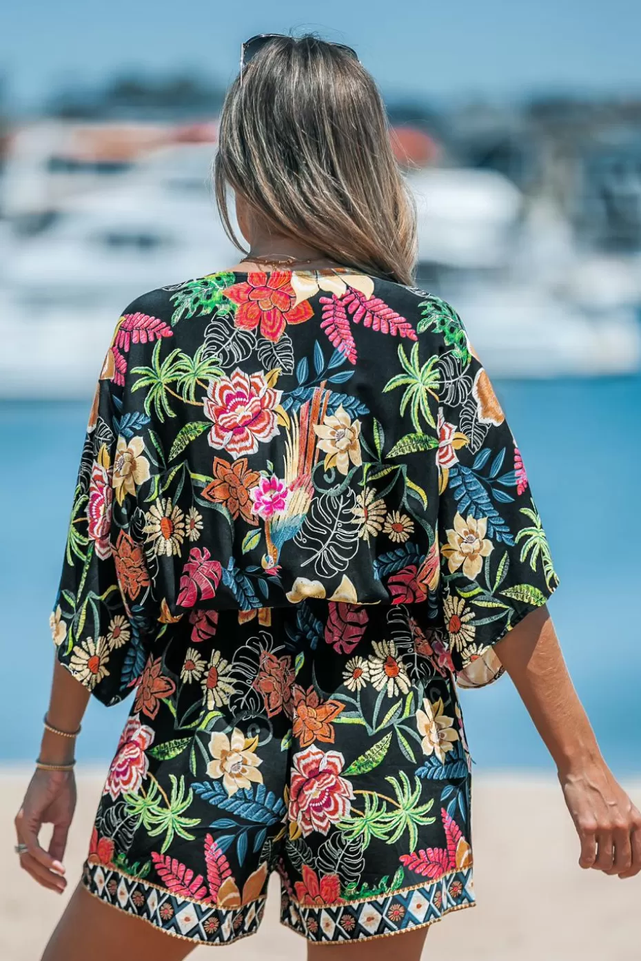 Hot Cupshe Floral Print Tie Waist Romper White