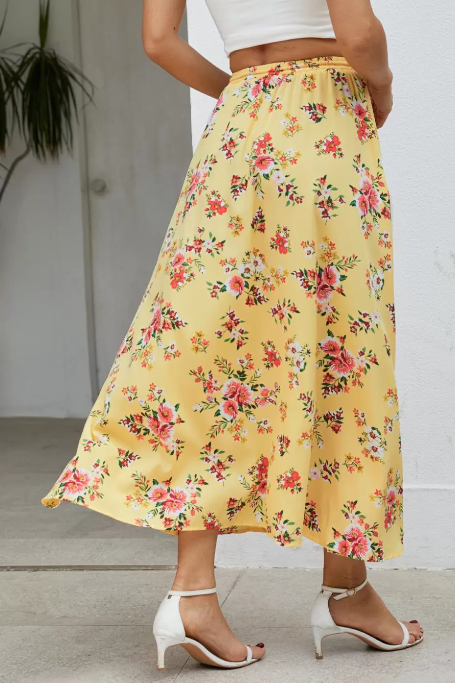 Discount Cupshe Floral Tassel Tie Waist Maxi Skirt Blue