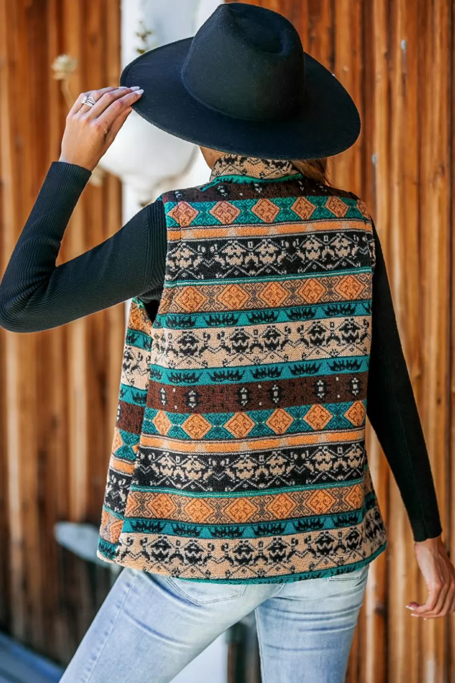 Shop Cupshe Geo Print Zip-Up Vest Neutral
