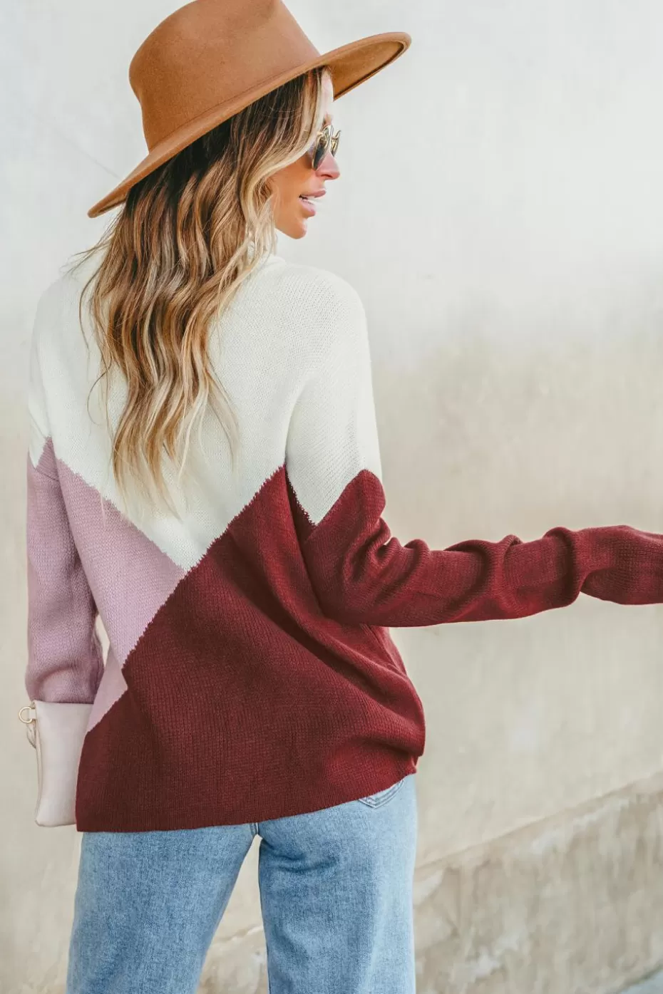 Fashion Cupshe Geometric Colorblock Ribbed Turtleneck Sweater Multi