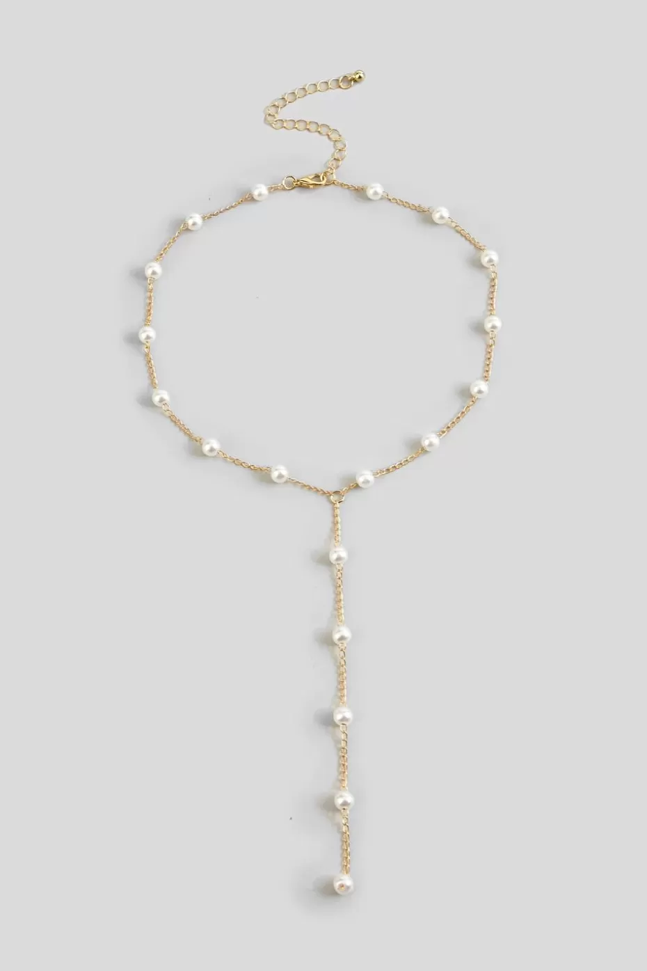 Store Cupshe Gold-Tone & Faux Pearl Lariat Necklace White