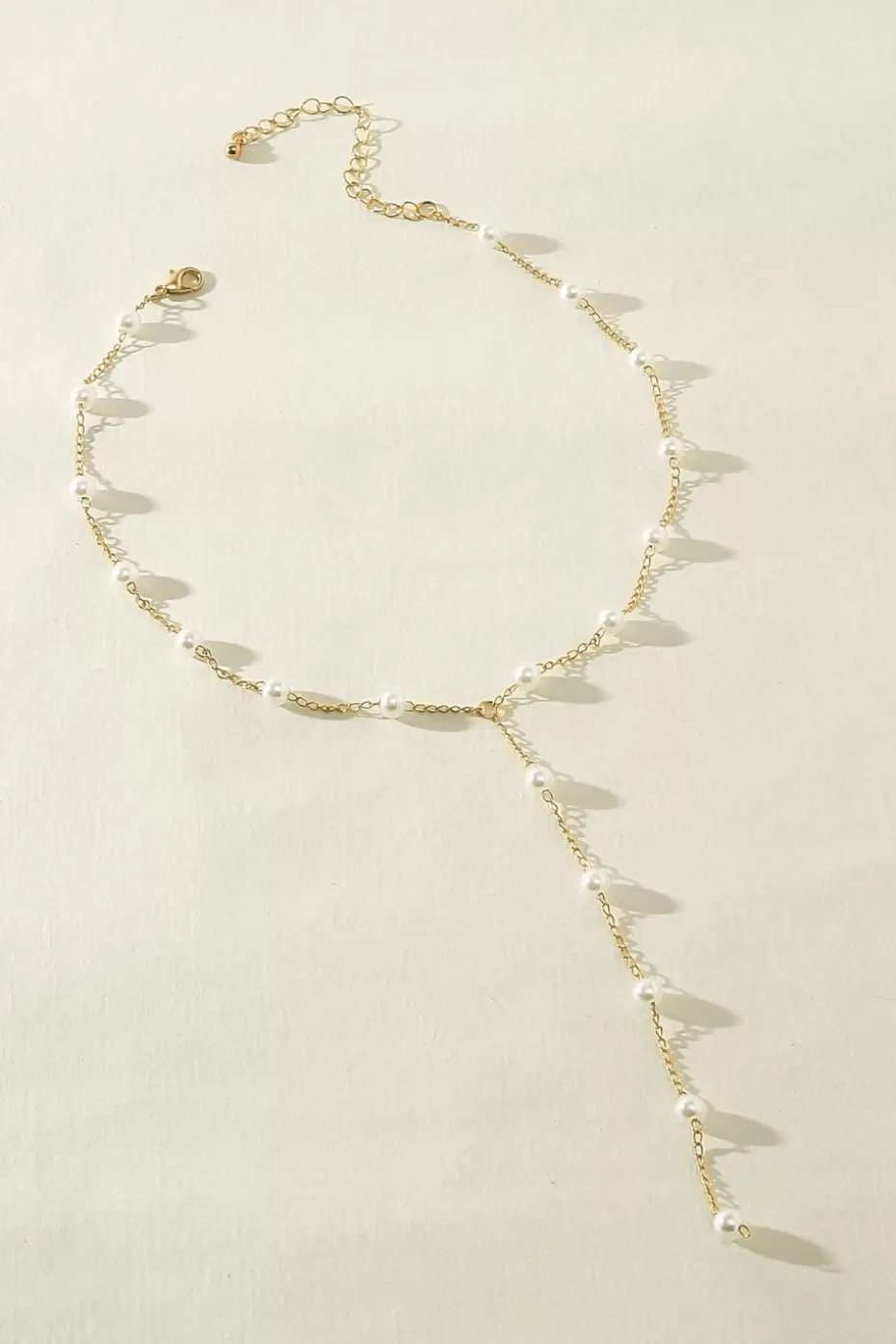 Store Cupshe Gold-Tone & Faux Pearl Lariat Necklace White
