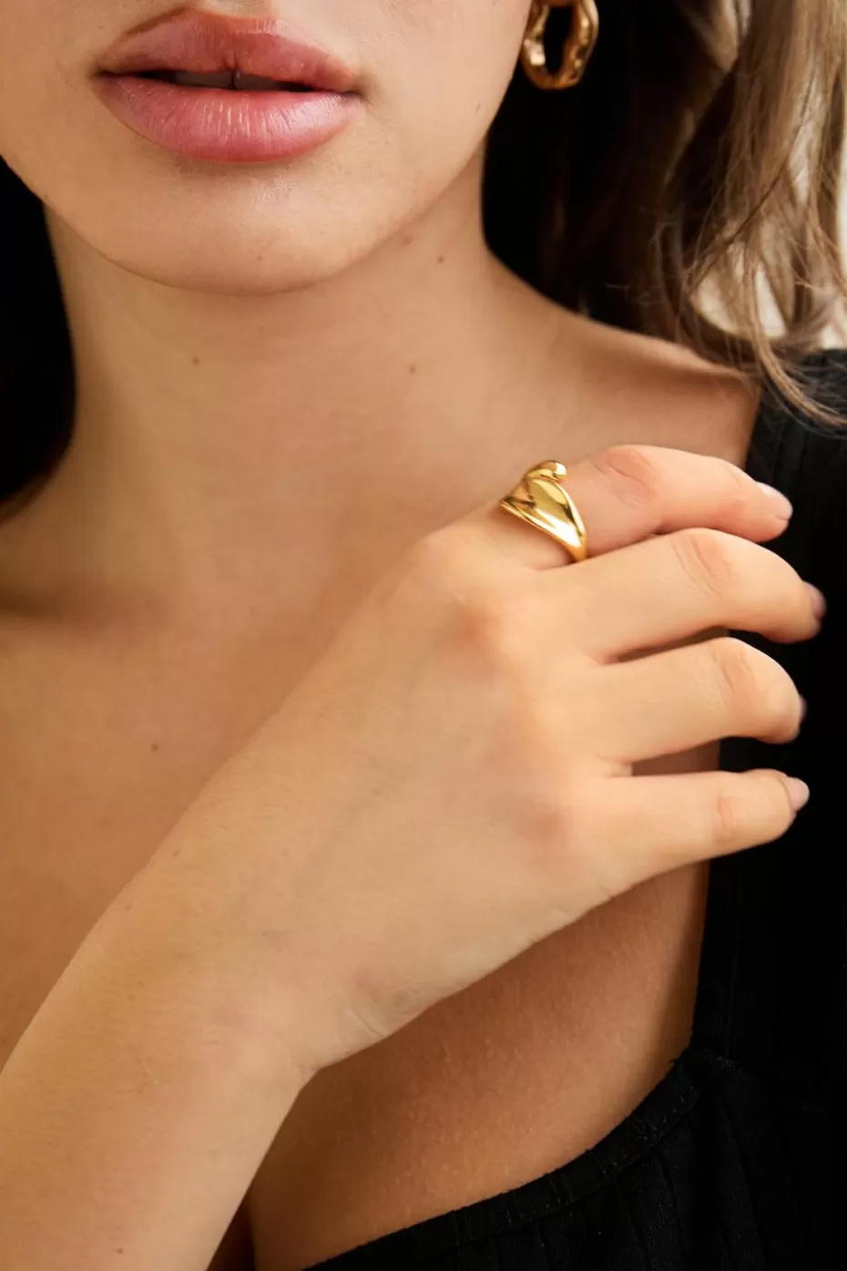 Shop Cupshe Gold-Tone Asymmetrical Open Ring Goldenrod