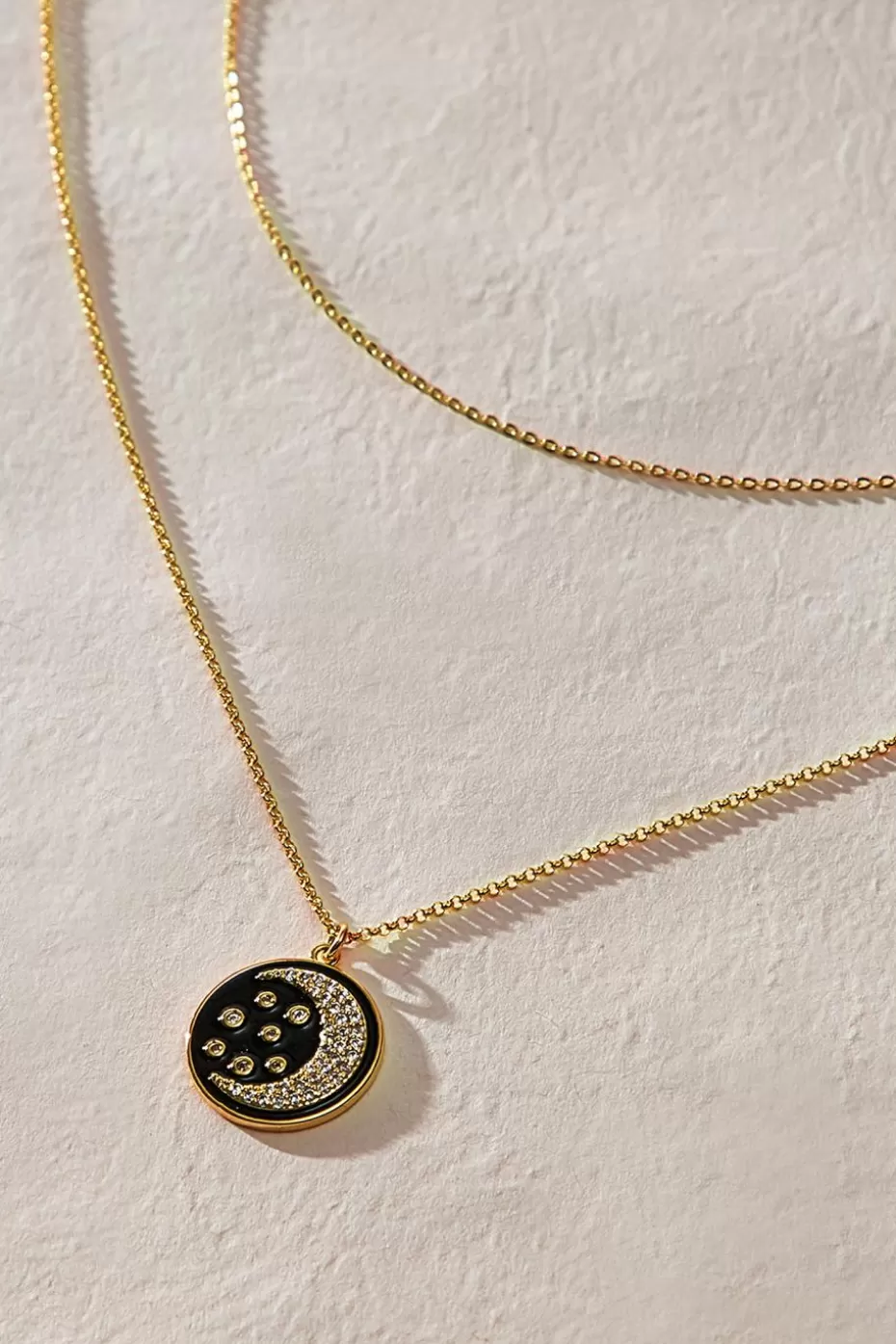 Flash Sale Cupshe Gold-Tone Crystal Embellished Moon Charm Necklace Goldenrod