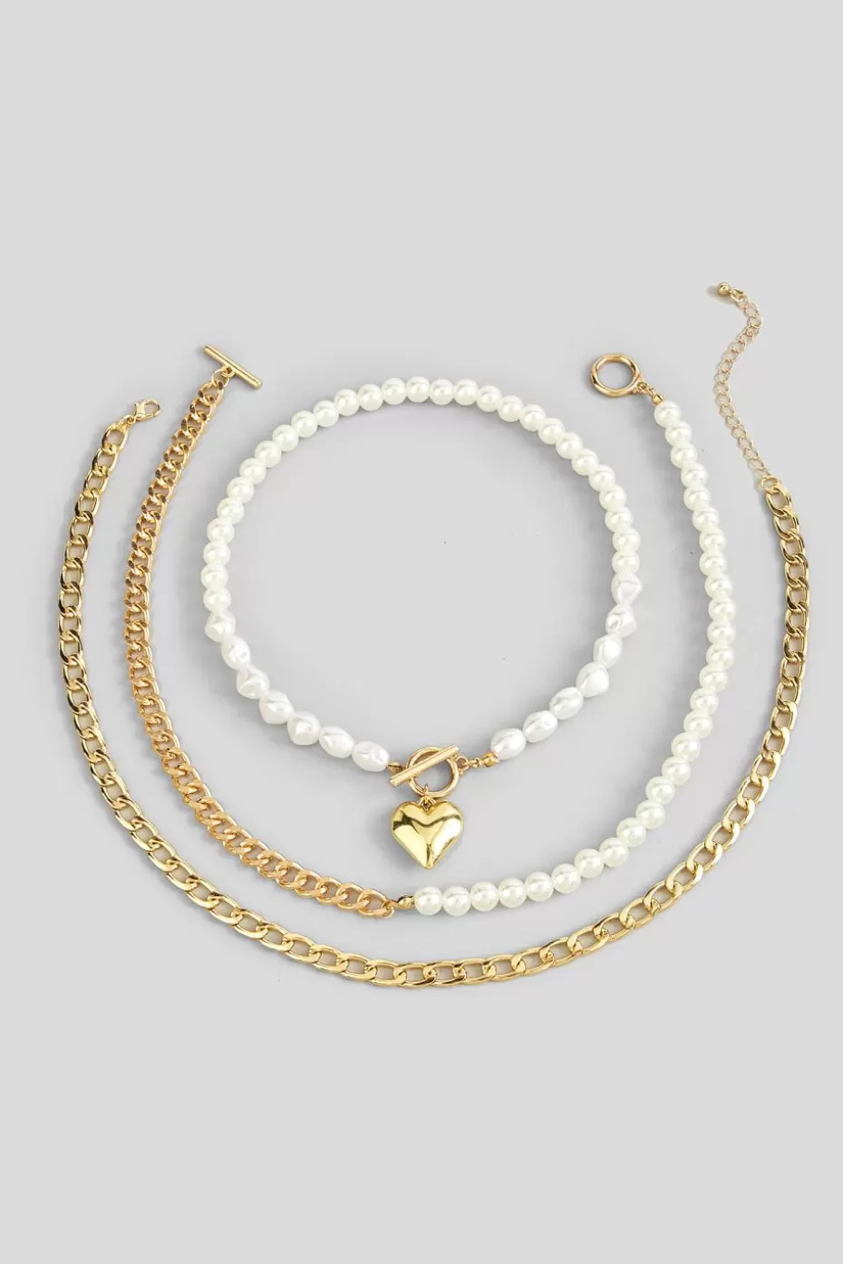 Store Cupshe Gold-Tone Faux Pearl Toggle Necklace Set Goldenrod