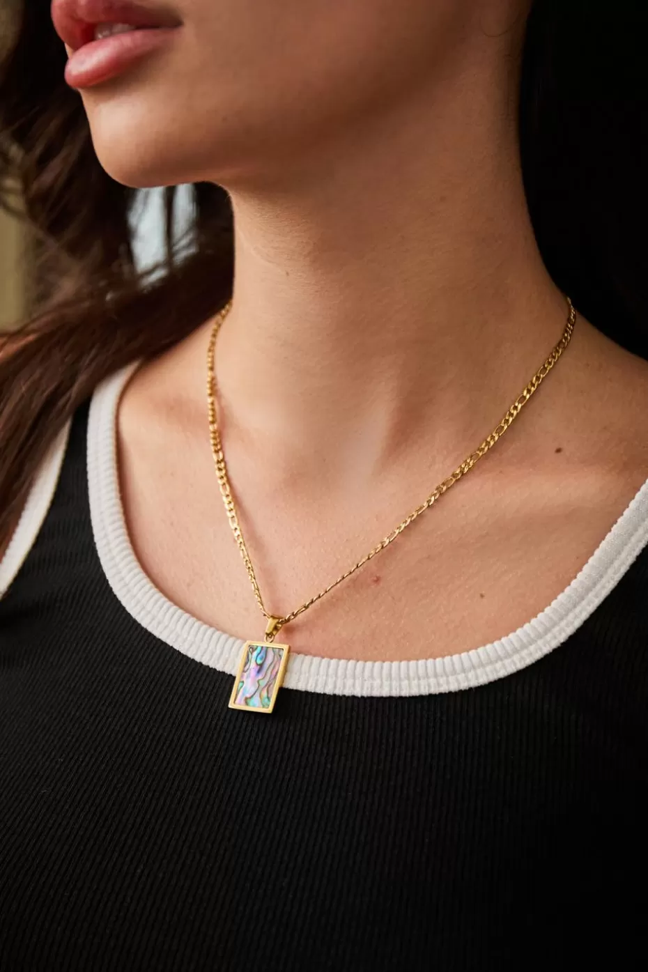 Store Cupshe Gold-Tone Iridescent Charm Chainlink Necklace Goldenrod