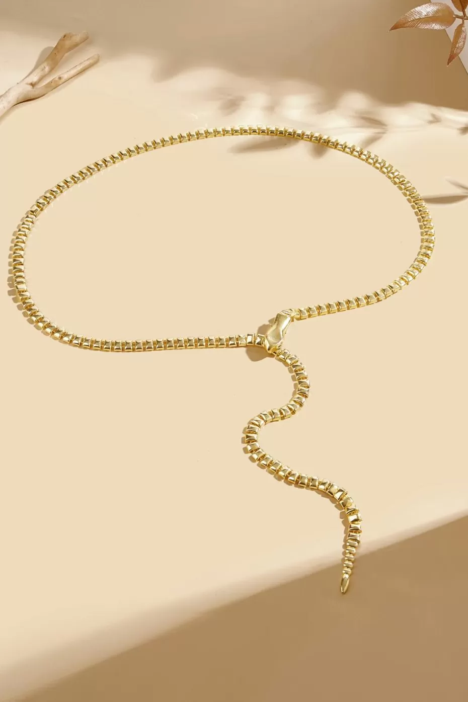 Cheap Cupshe -Tone Snake Lariat Chain Belt Gold