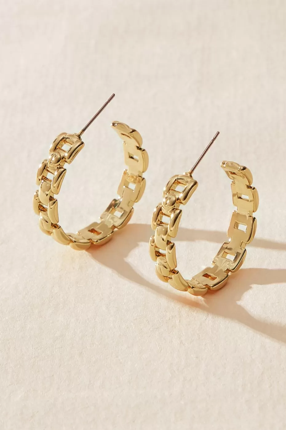 Best Sale Cupshe Gold-Tone Structured Chainlink Hoop Earrings Goldenrod