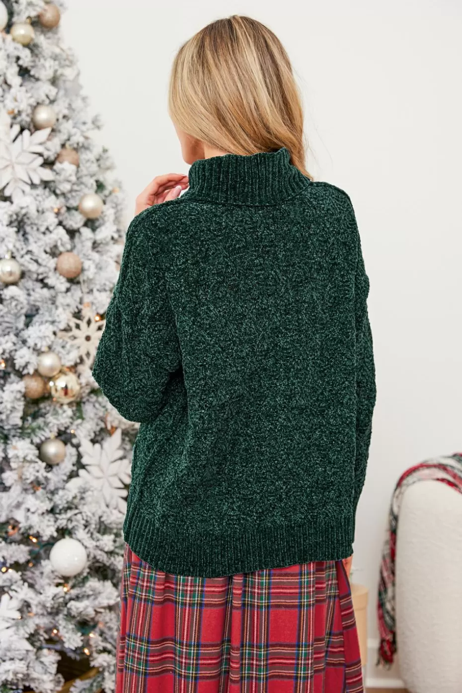 Flash Sale Cupshe Diamond-Stitched Turtleneck Sweater Green