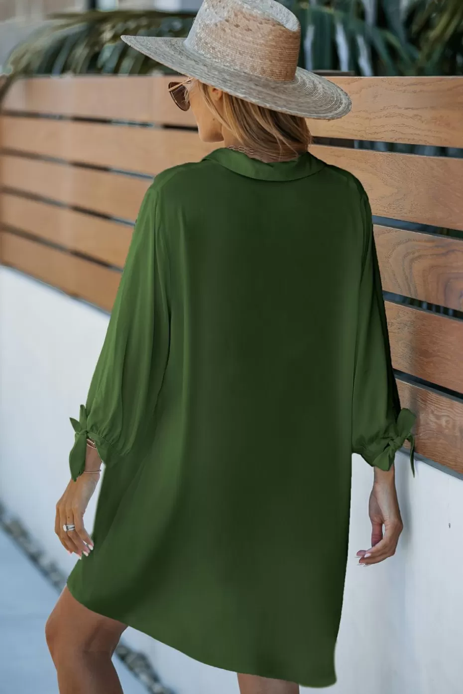 Hot Cupshe Lace-Up Cover-Up Dress Green
