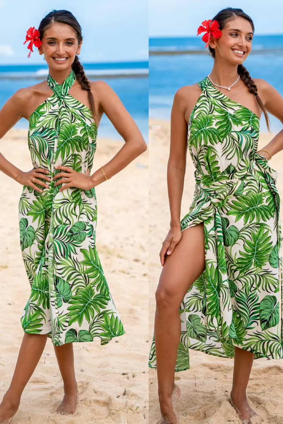 Shop Cupshe Palm Leaf One-Shoulder Maxi Cover-Up Green