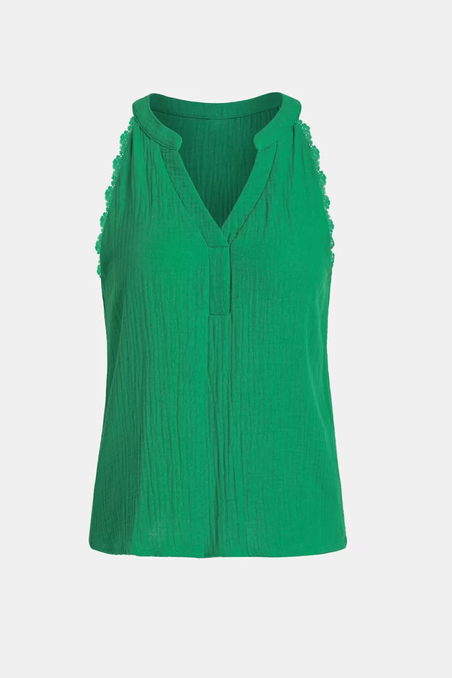 Hot Cupshe Sleeveless V-Neck Lace Trim Top Green