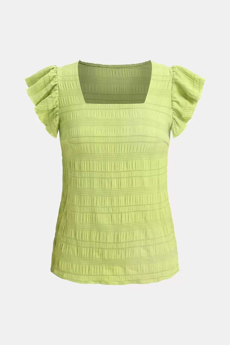 Clearance Cupshe Square Neck Flutter Sleeve Blouse Green
