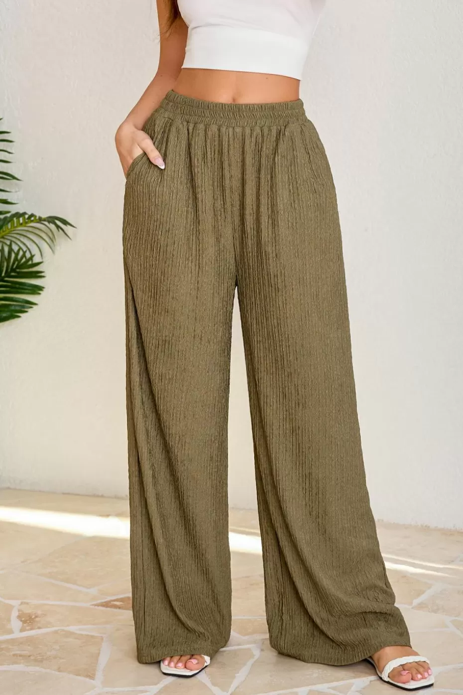 Fashion Cupshe Straight Leg Pants Green