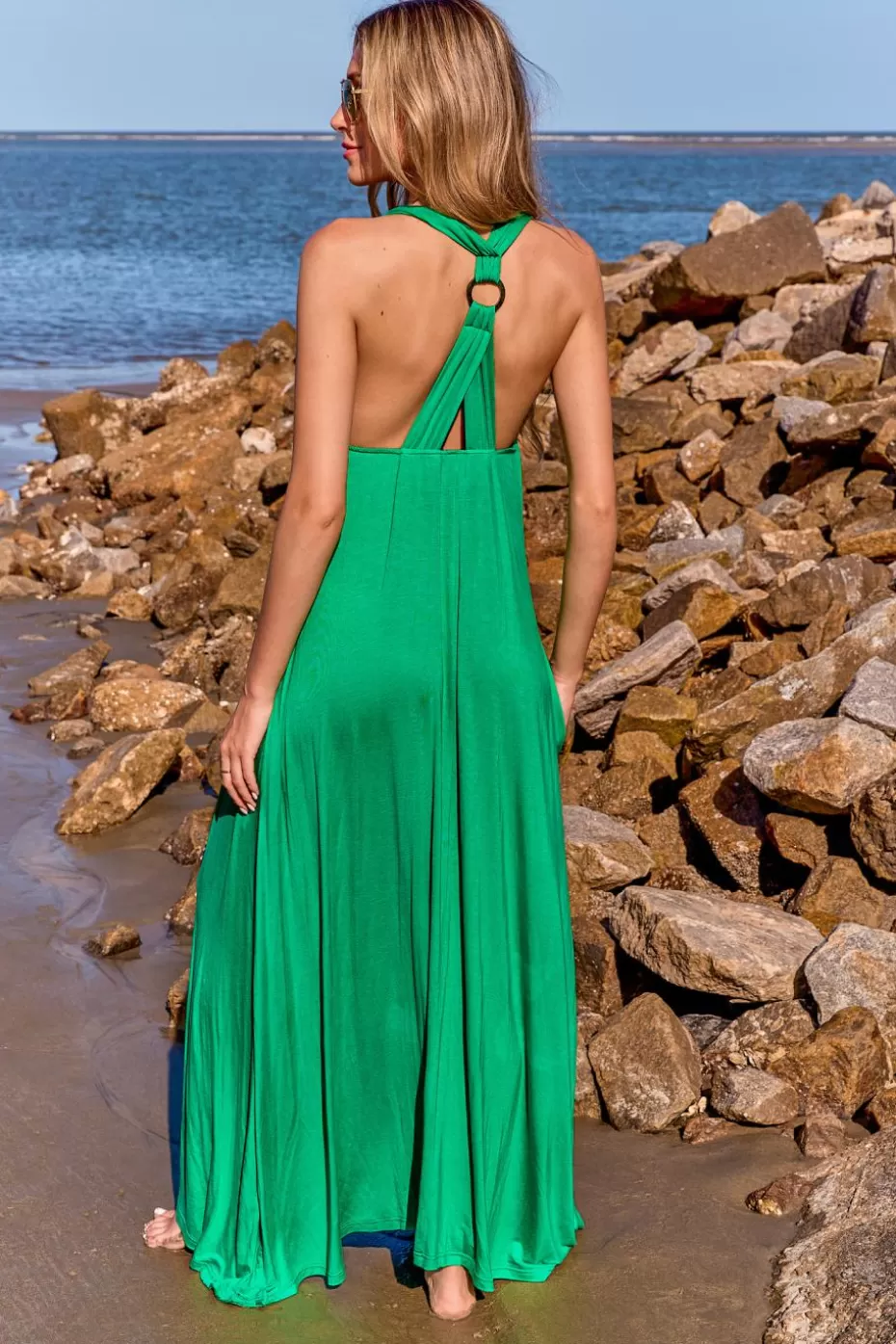 Shop Cupshe V-Neck O-Ring Maxi Dress Green