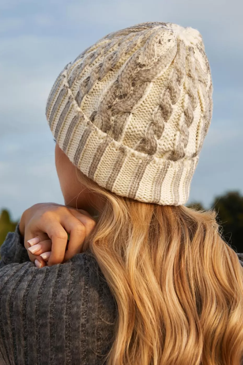 Store Cupshe Cable Knit Beanie Grey