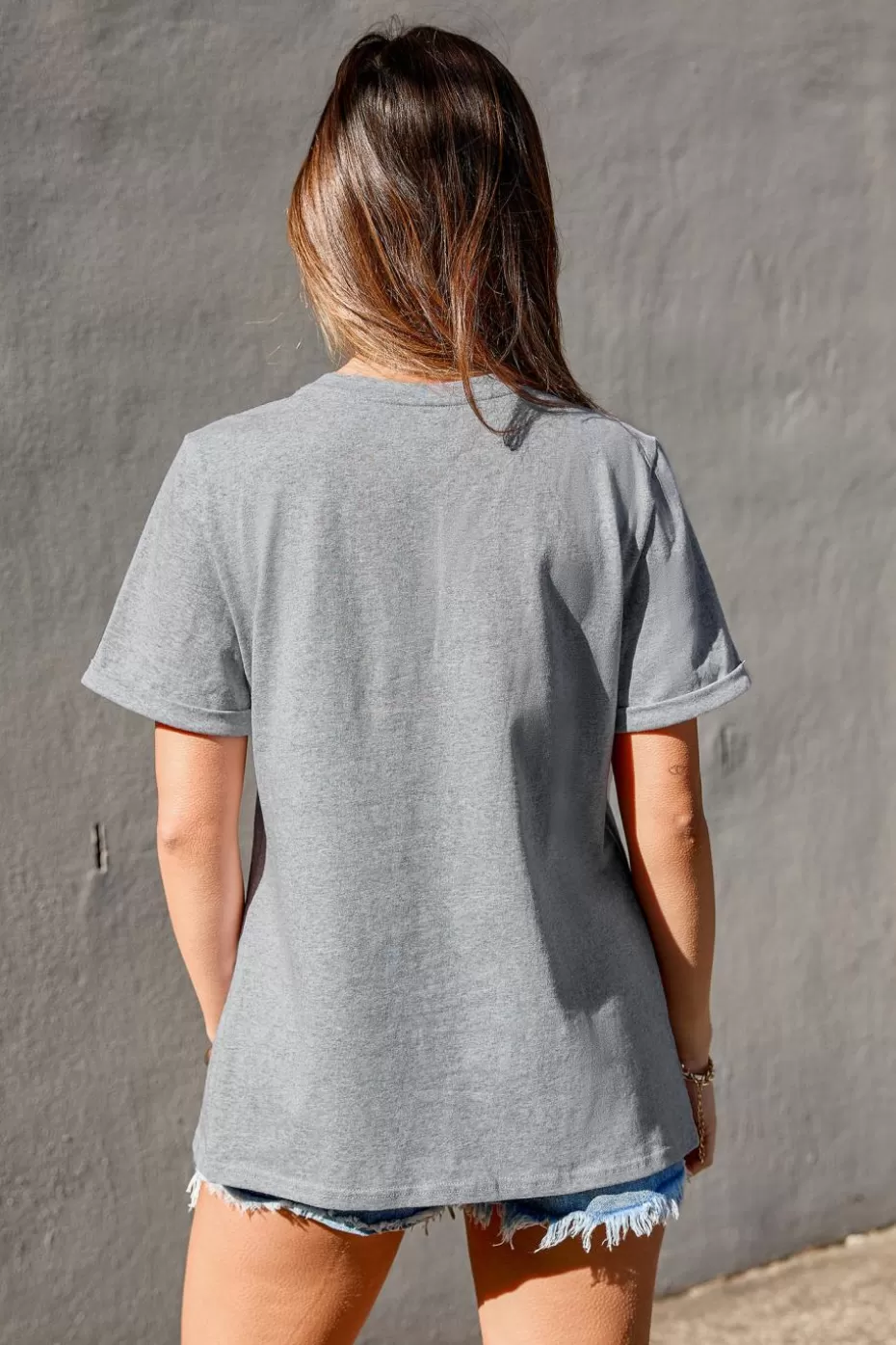 Flash Sale Cupshe Round Neck Jersey Tee Grey