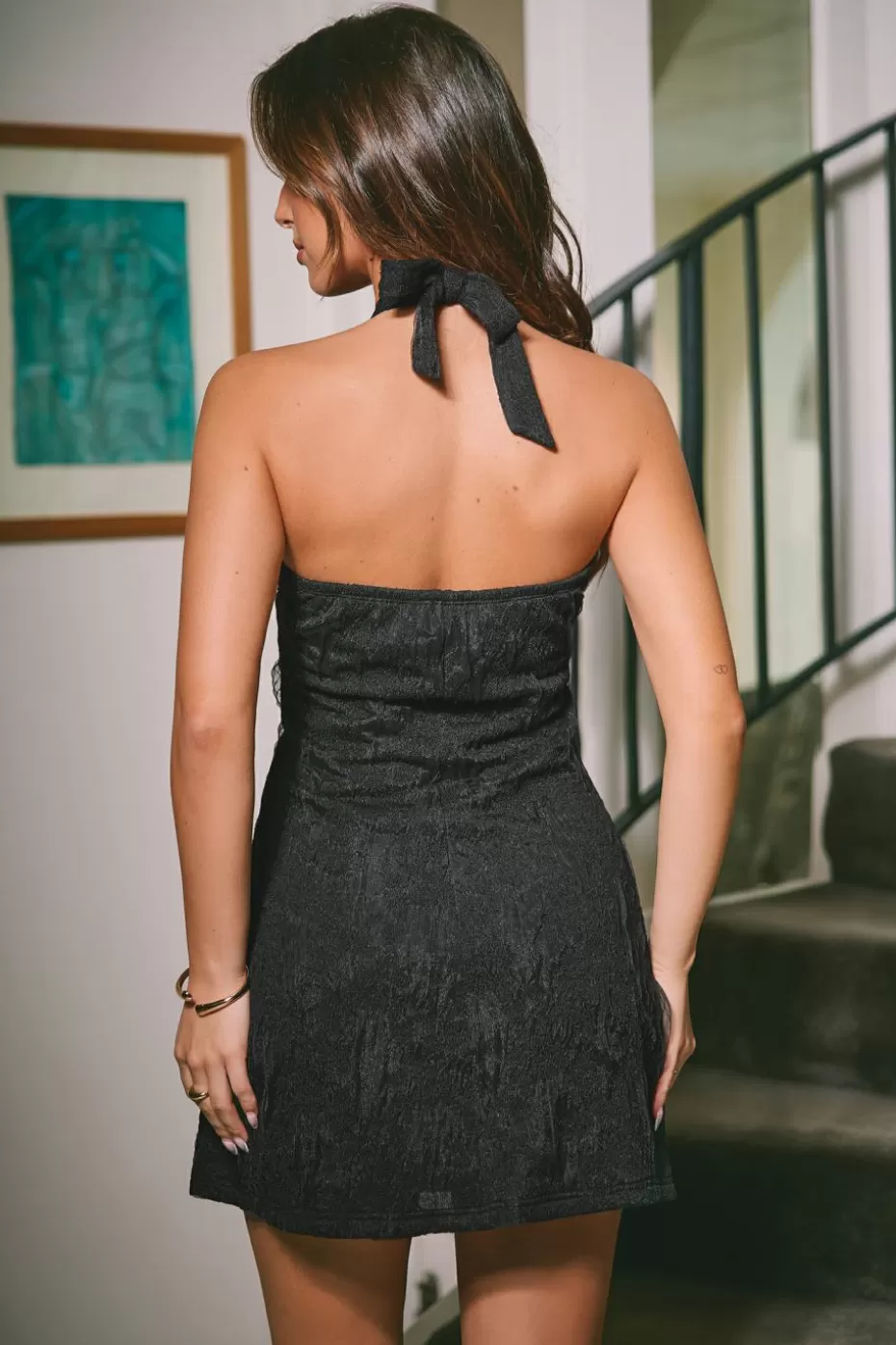 Hot Cupshe Halterneck Sleeveless Mini Dress Black