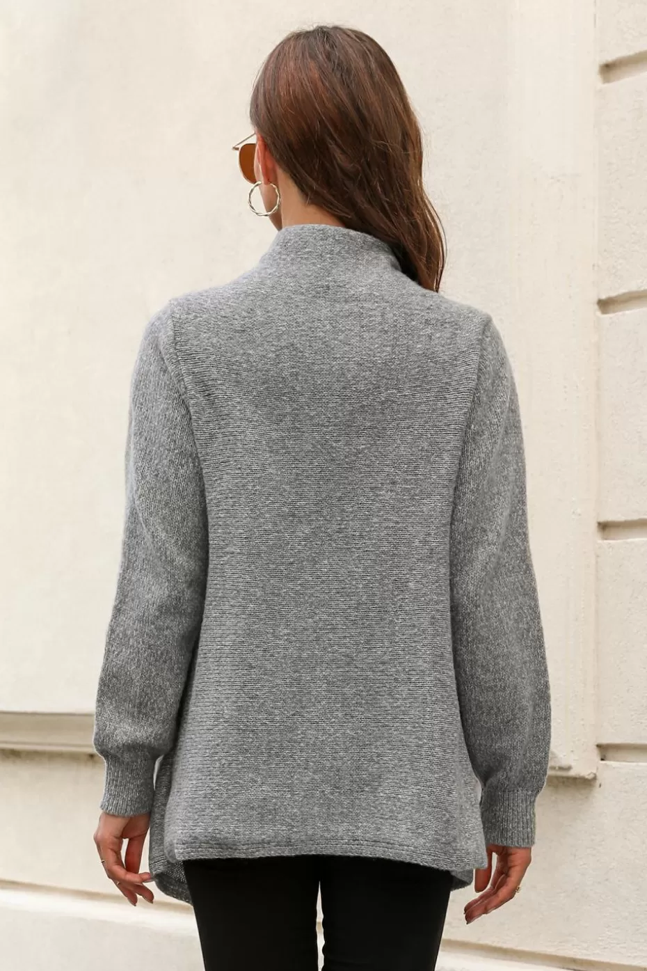 Flash Sale Cupshe Heathered Knit Fringe Poncho Grey