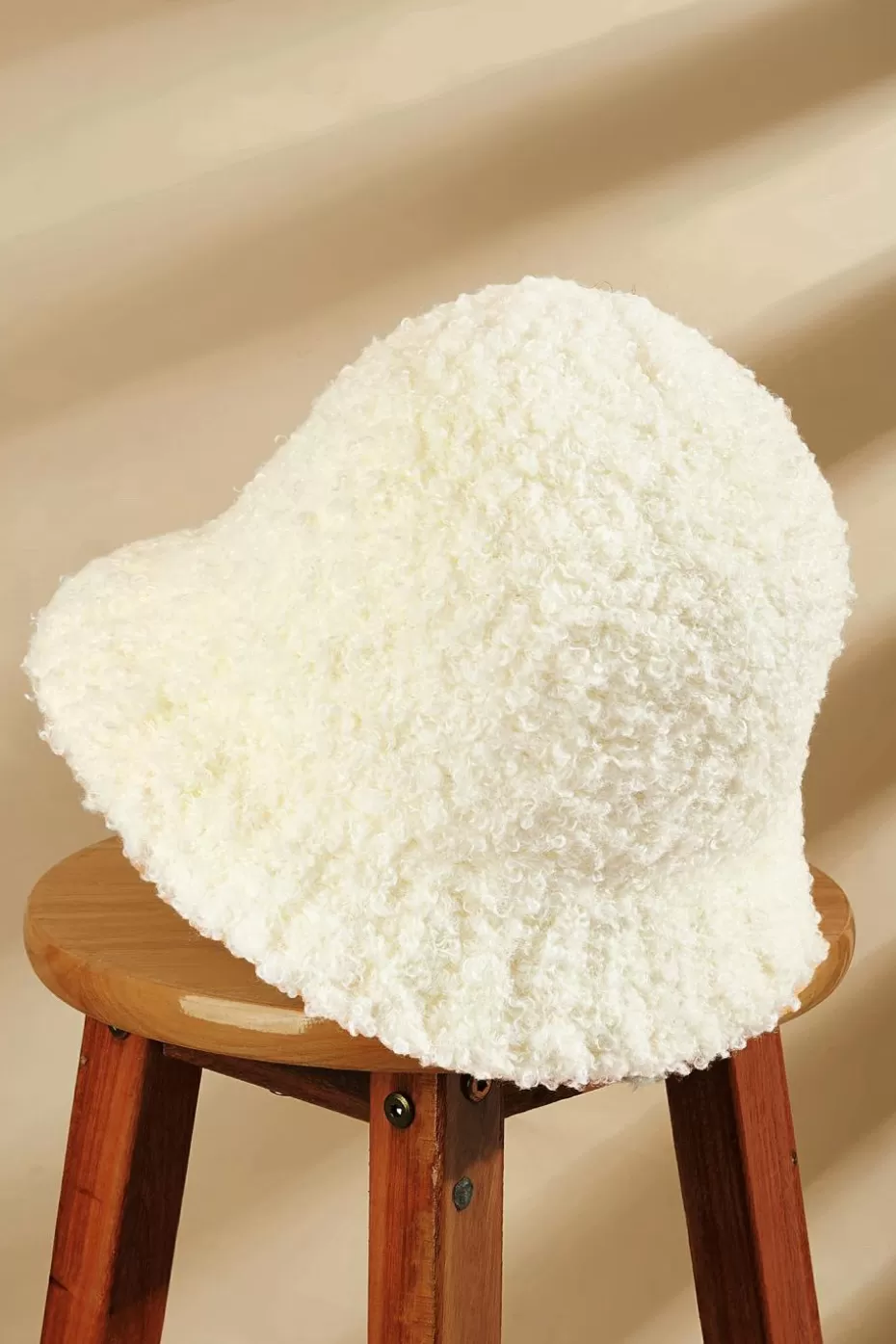 Cheap Cupshe Ivory Fuzzy Knit Bucket Hat White