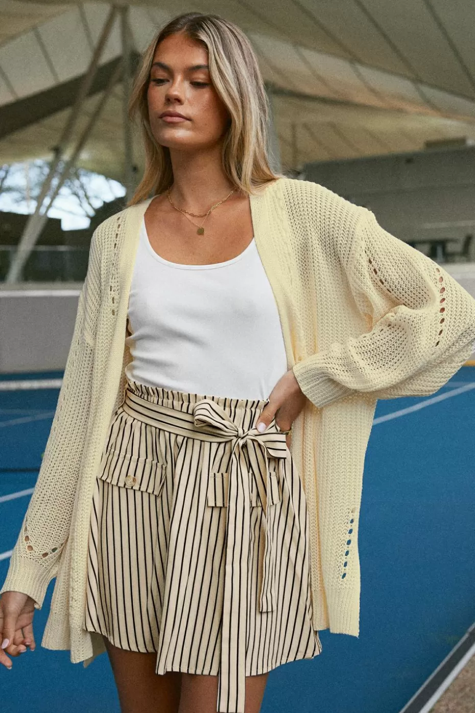 Flash Sale Cupshe Ivory Knit Open Front Dolman Sleeve Sweater White