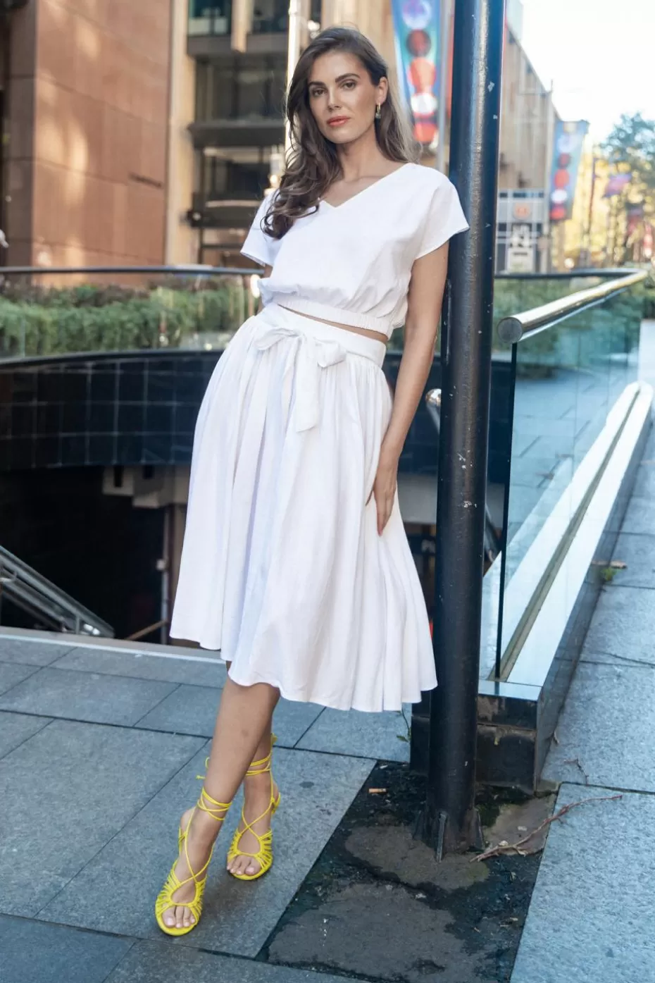 Shop Cupshe Ivory Short Sleeve Crop Top & Midi Skirt Set White