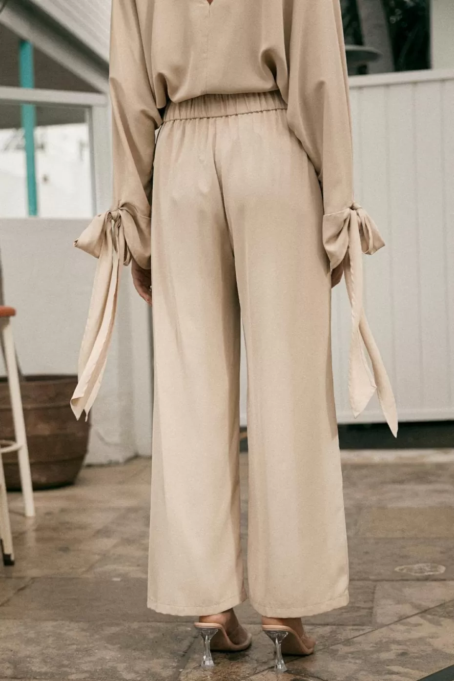 Outlet Cupshe High-Rise Pants Khaki
