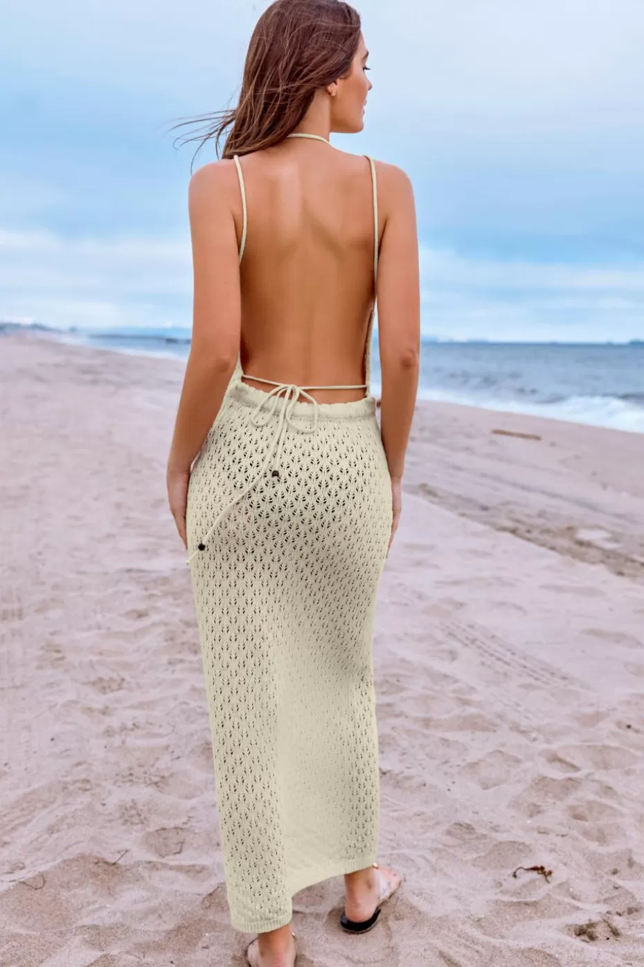 Store Cupshe Sleeveless Round Neck Fitted Maxi Dress Khaki