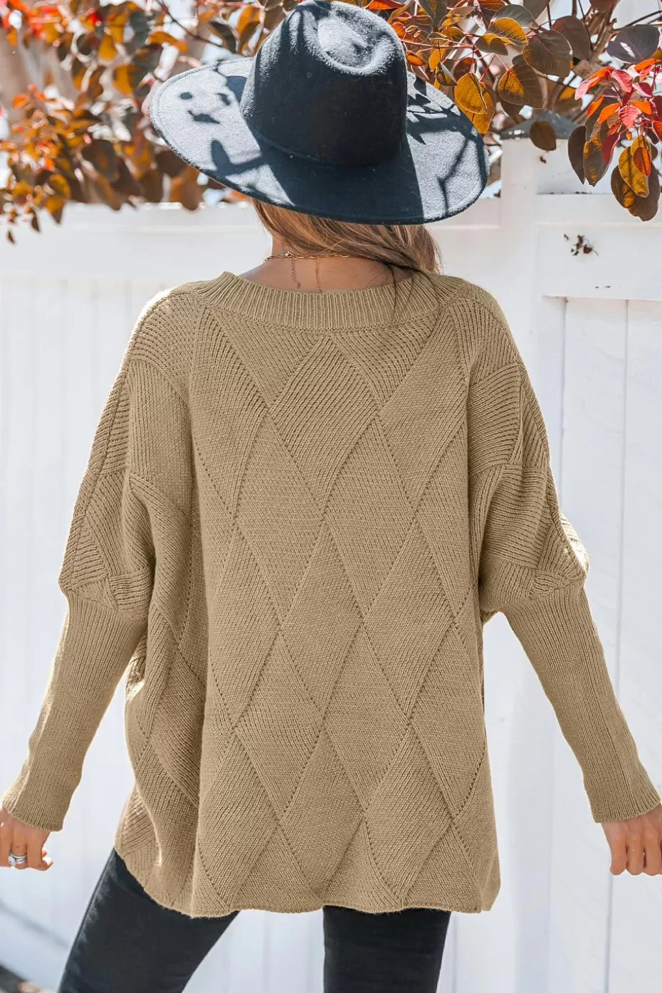 Best Sale Cupshe V-Neck Dolman Sleeve Sweater Top Khaki