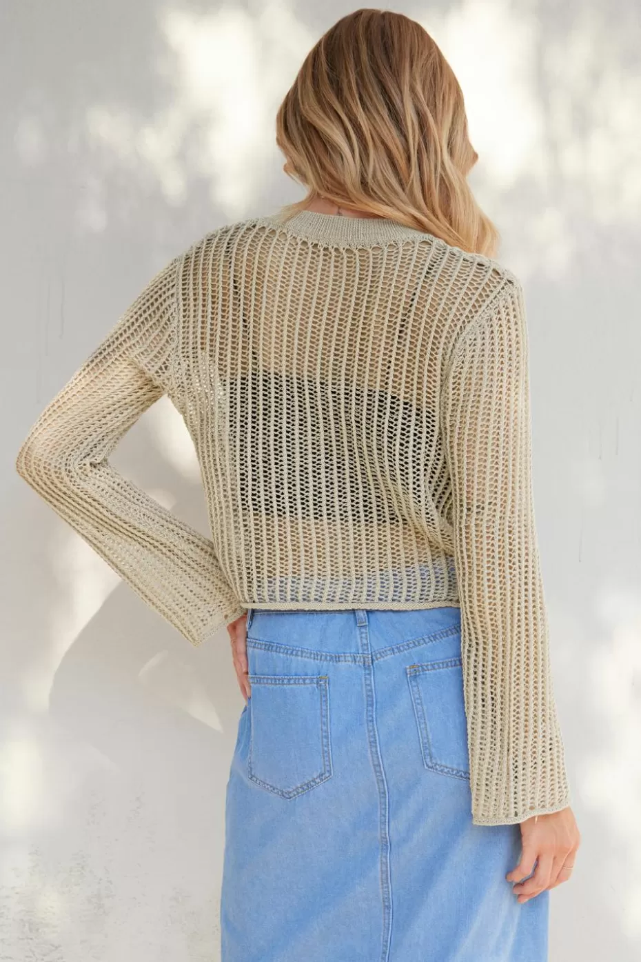 Cheap Cupshe Latte Semi-Sheer Sweater Neutral