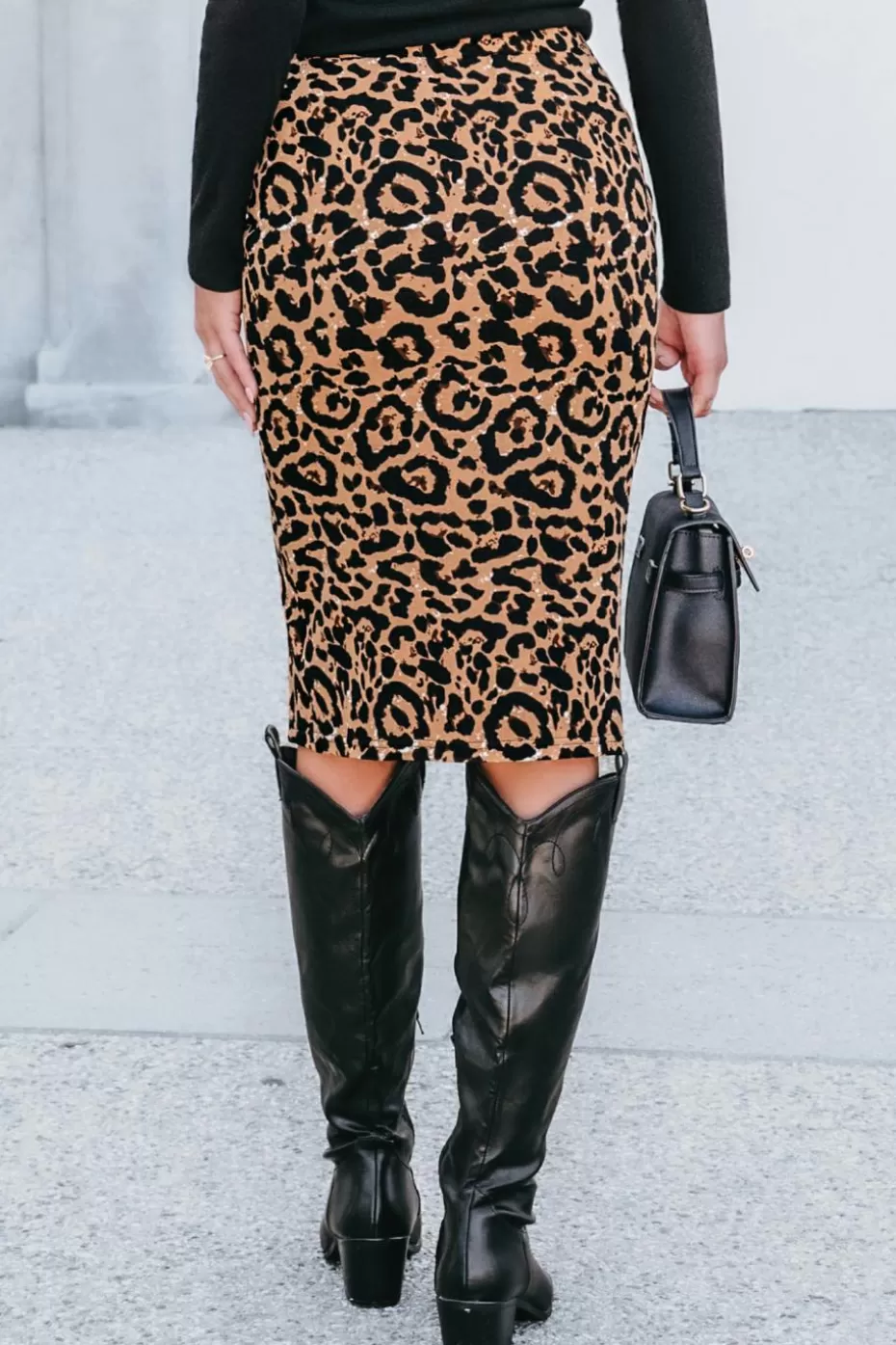 Discount Cupshe Leopard Jersey Midi Skirt Neutral