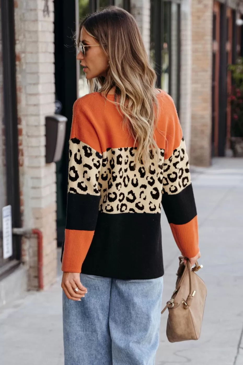 Online Cupshe Leopard Print Round Neck Sweater Black