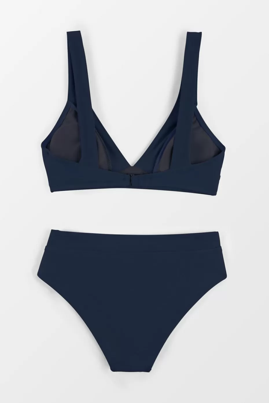Flash Sale Cupshe Longline V Neck Bralette & Navy Classic High Waist Bikini Set Dark Navy