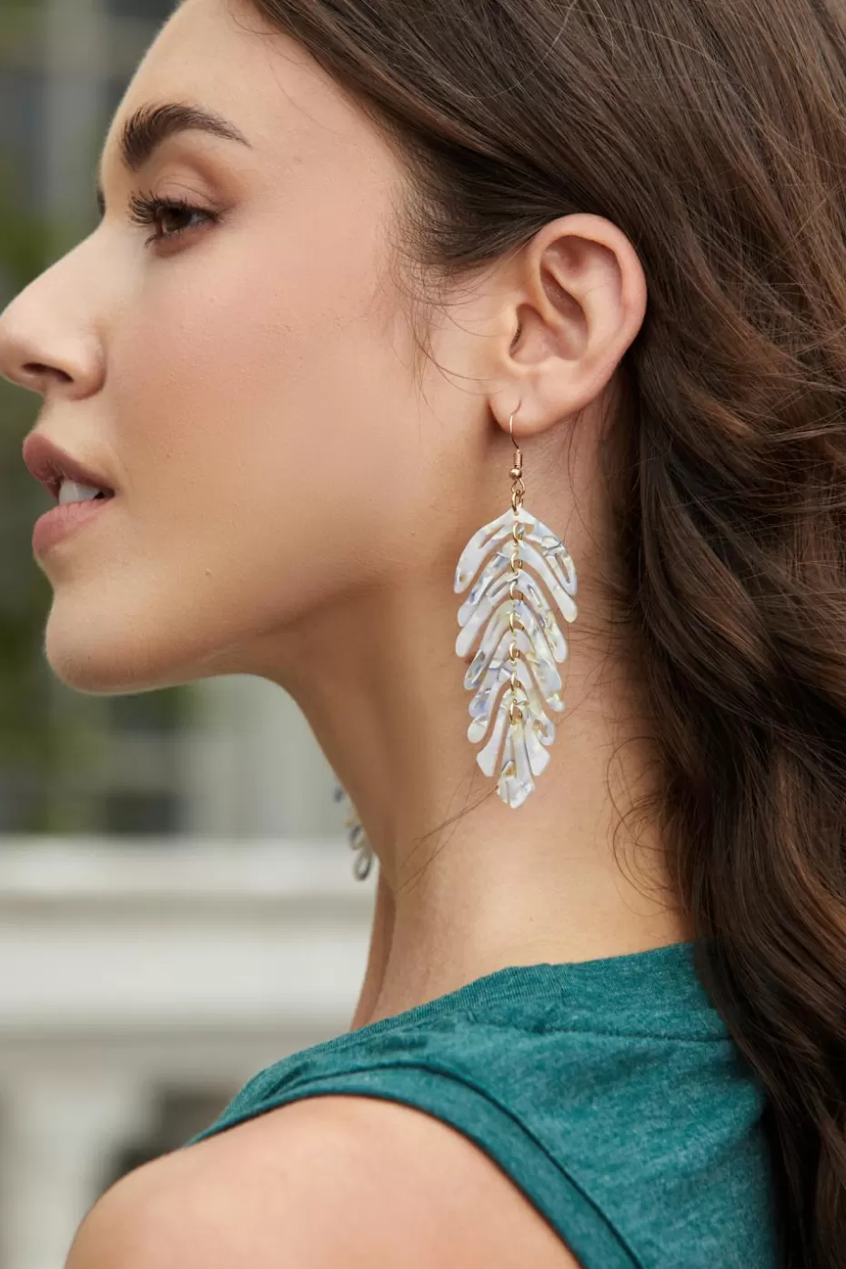 Online Cupshe Marbled Leaf Drop Earrings Multi
