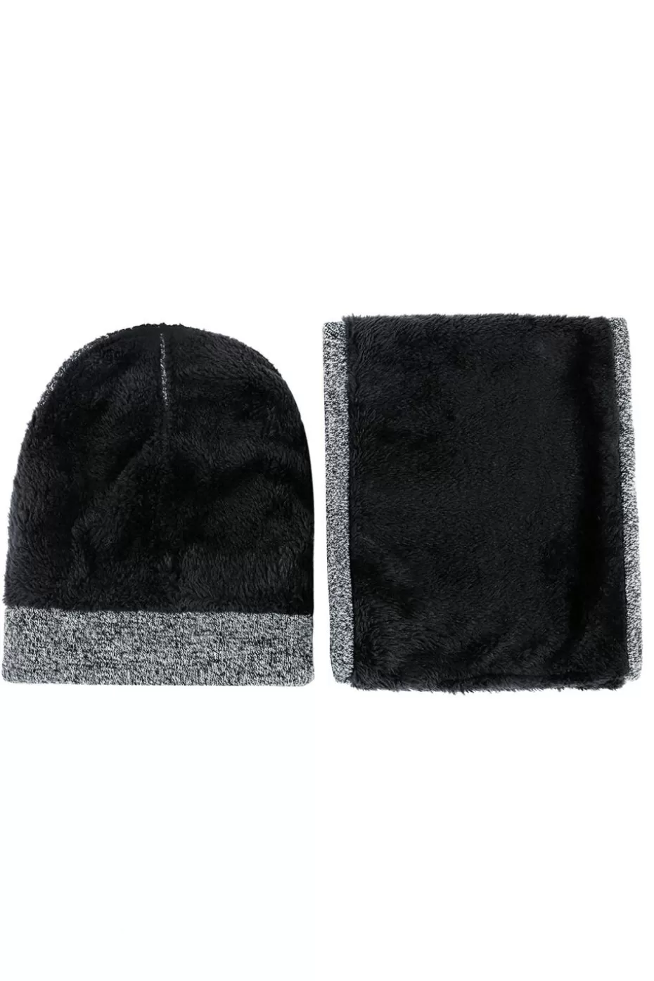 Store Cupshe Marled Knit Beanie & Gloves Set Grey