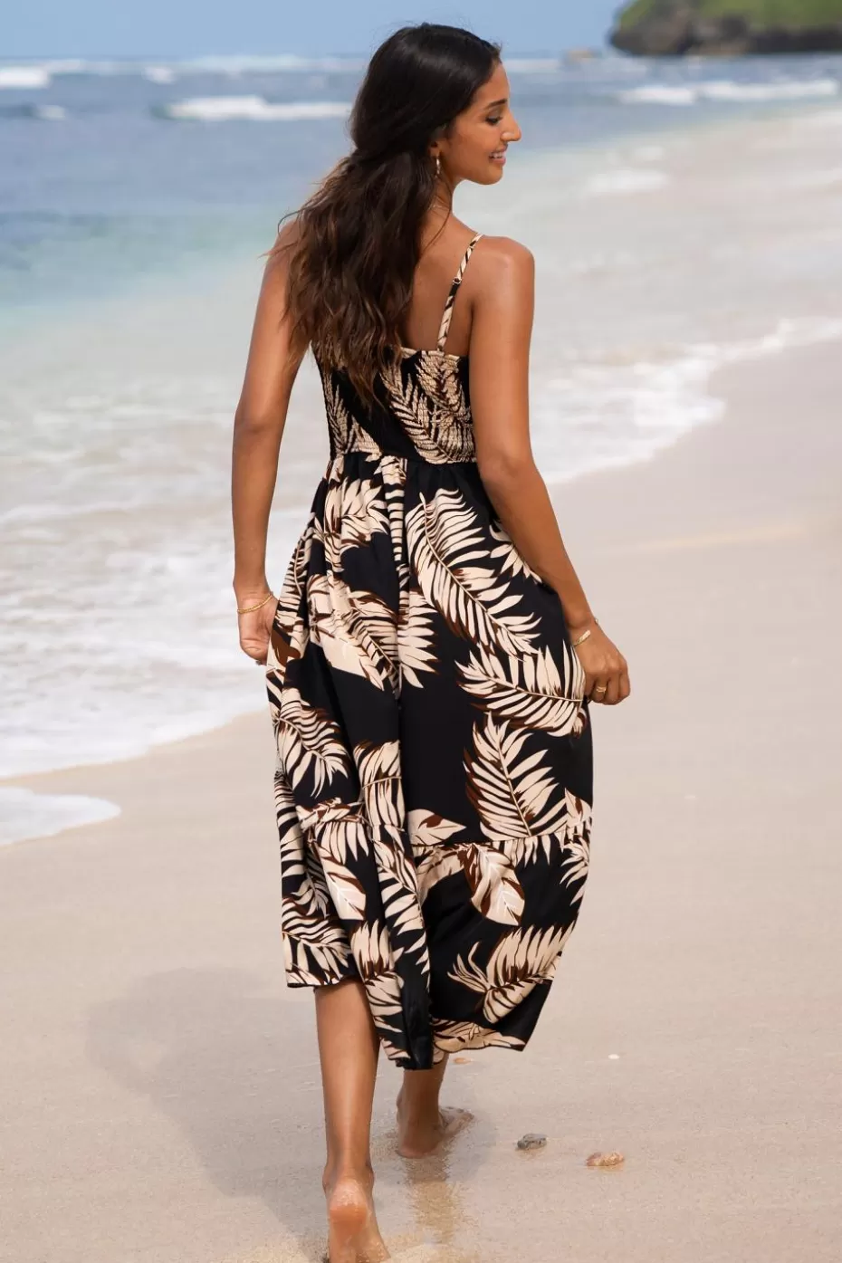 Hot Cupshe Midnight Tropics Sleeveless Maxi Dress Black