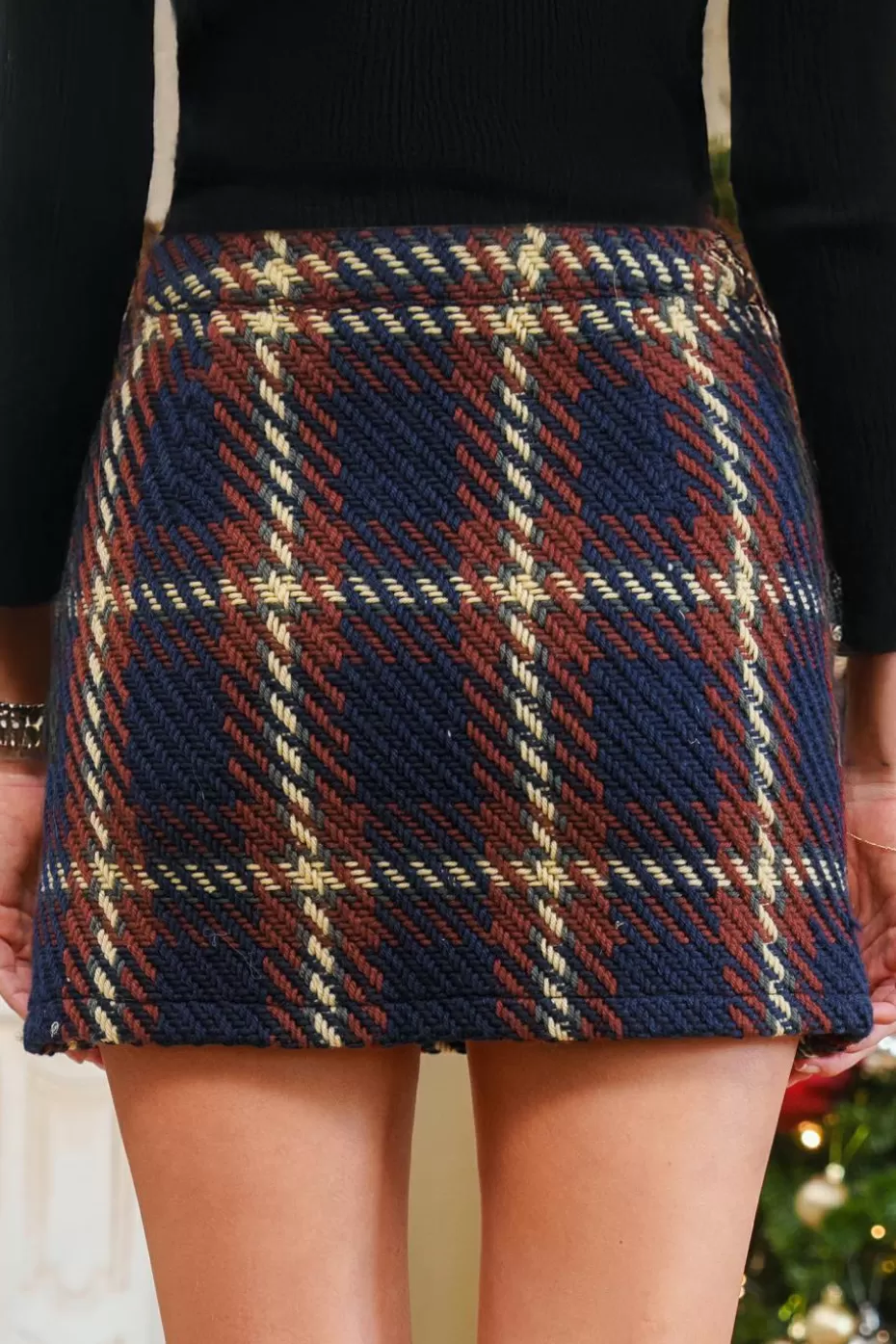 Flash Sale Cupshe & Red Plaid Mini Skirt Navy
