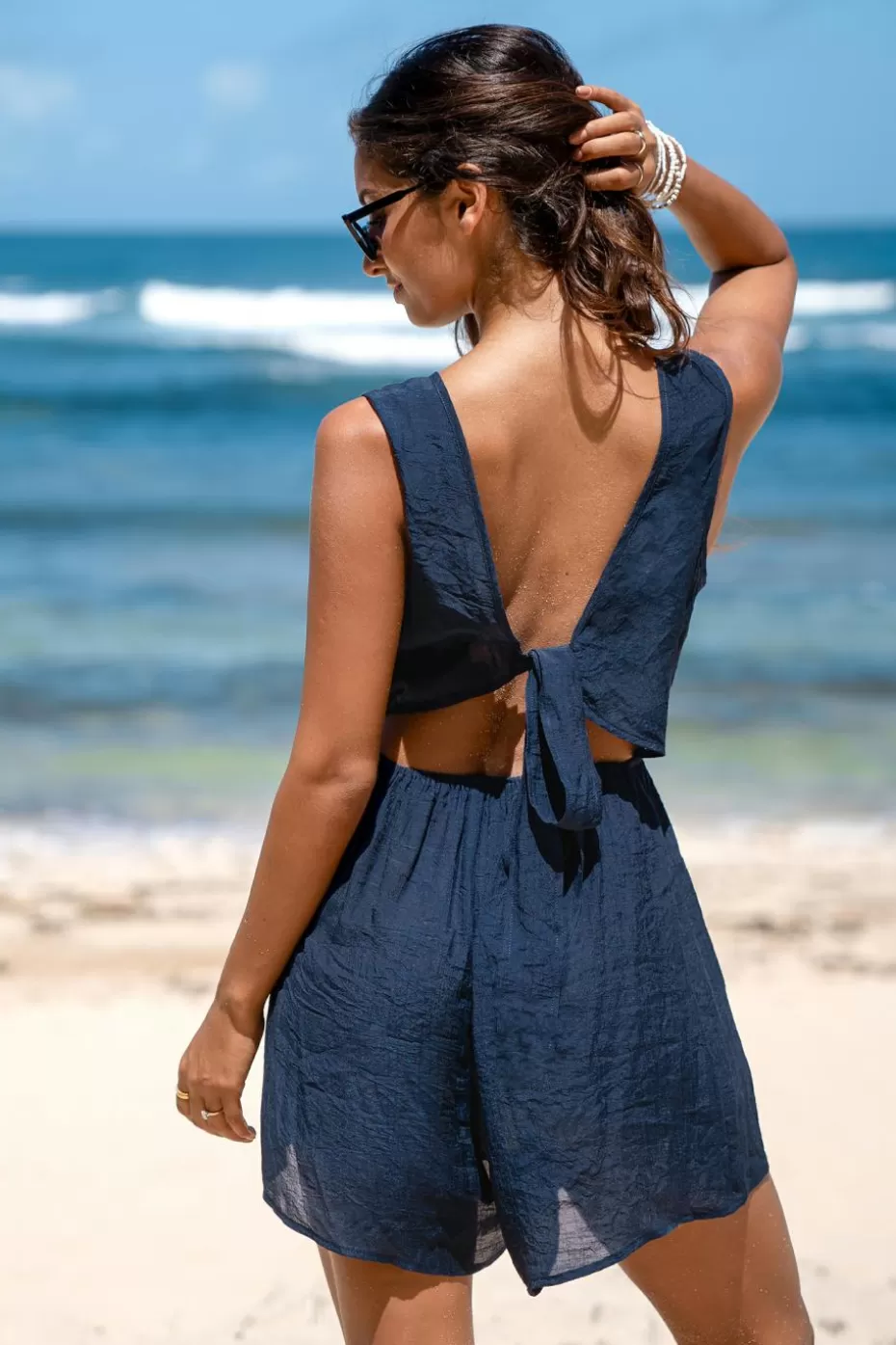 Discount Cupshe Blue Cover-Up Romper Navy