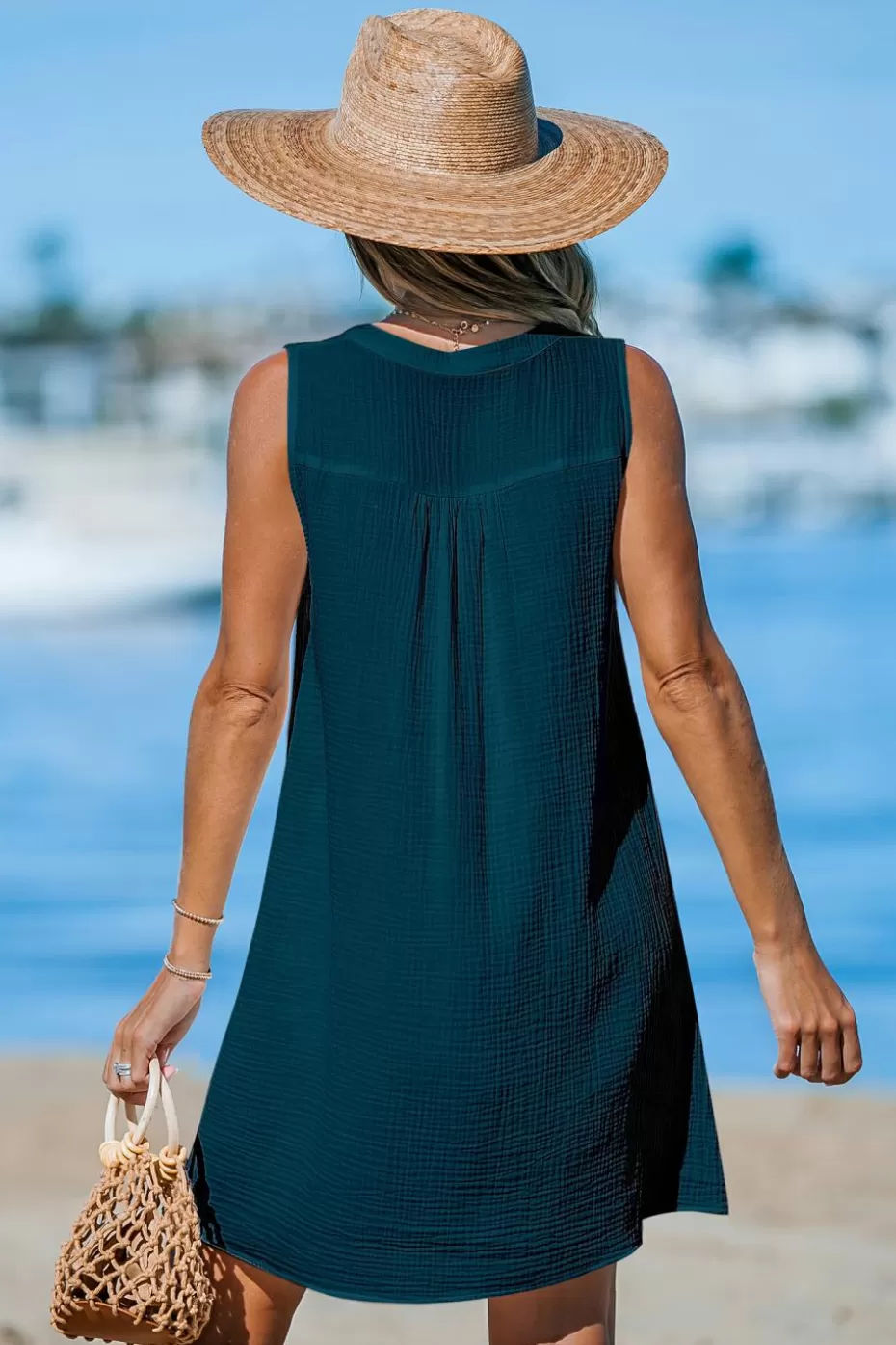 Fashion Cupshe Blue V-Neck Mini Dress Navy