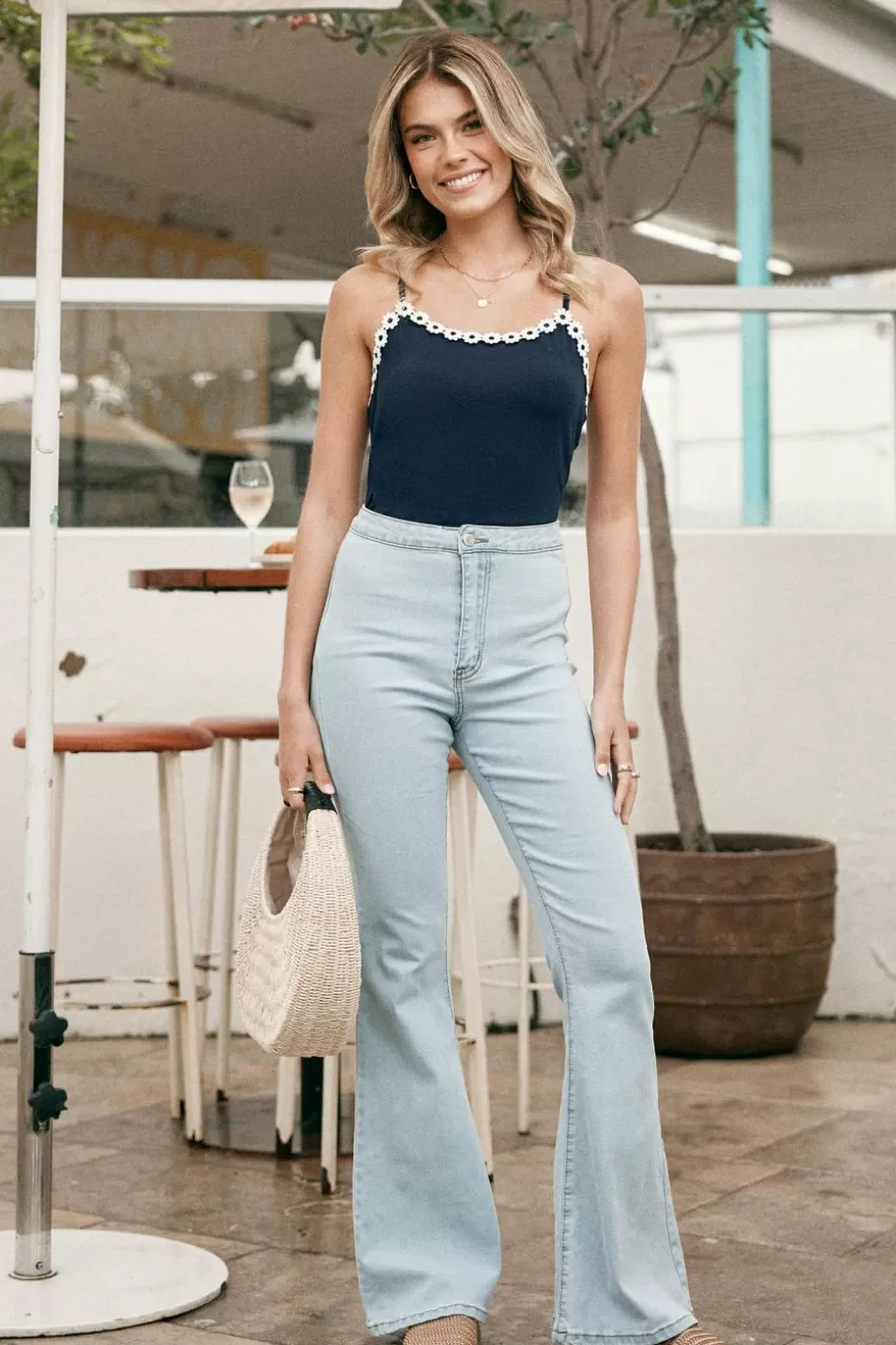 Shop Cupshe Daisy Scoop Neck Cami Navy