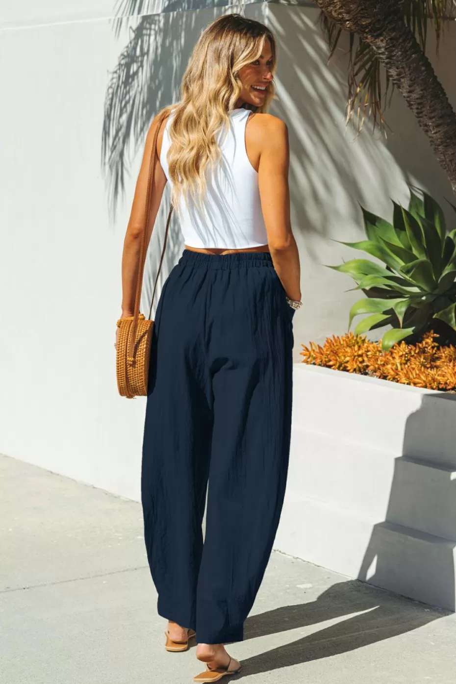 Store Cupshe High Waist Tapered Pants Navy