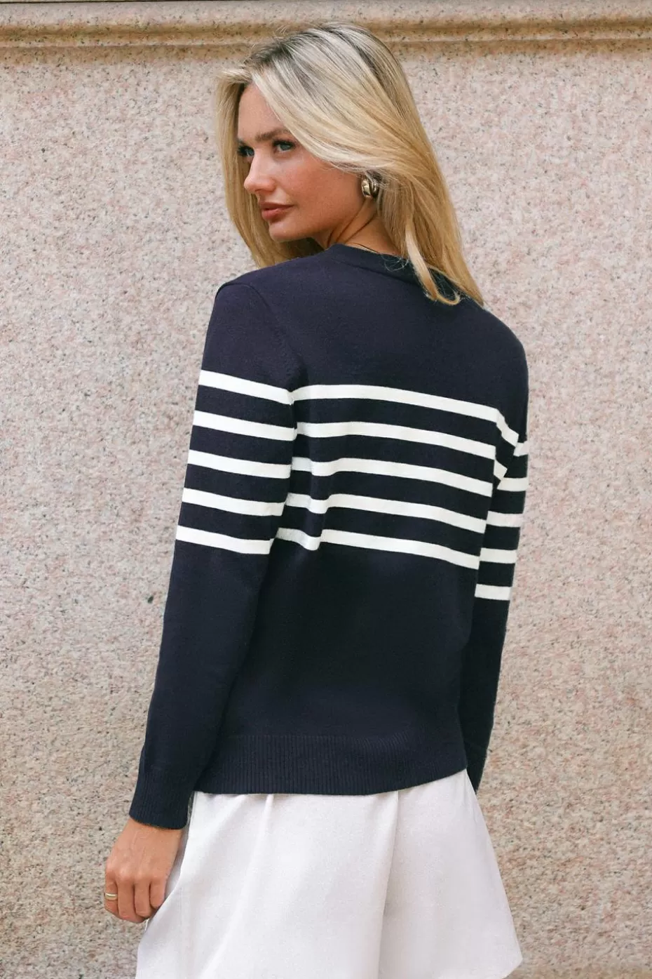 Clearance Cupshe Nautical Long Sleeve Cardigan Navy