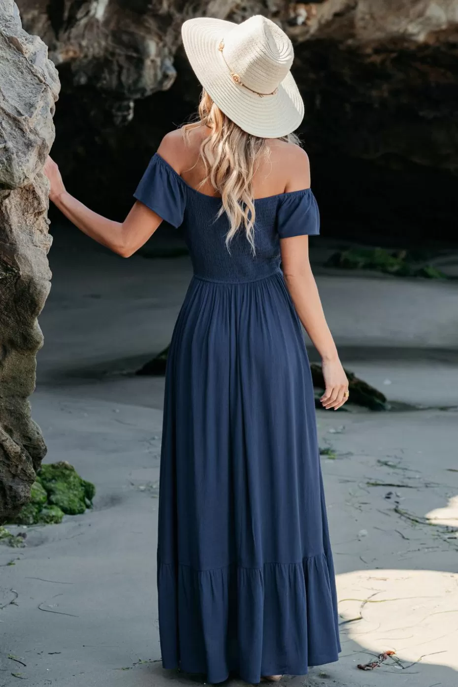 Online Cupshe Off-Shoulder Sweetheart Maxi Dress Navy