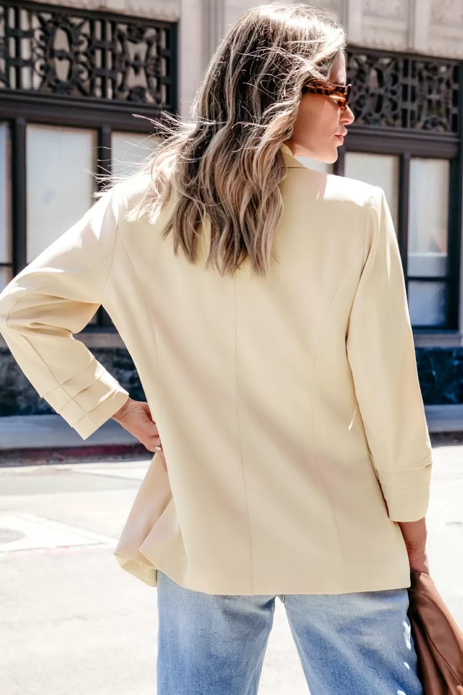 Sale Cupshe Collared Long Sleeve Blazer Neutral