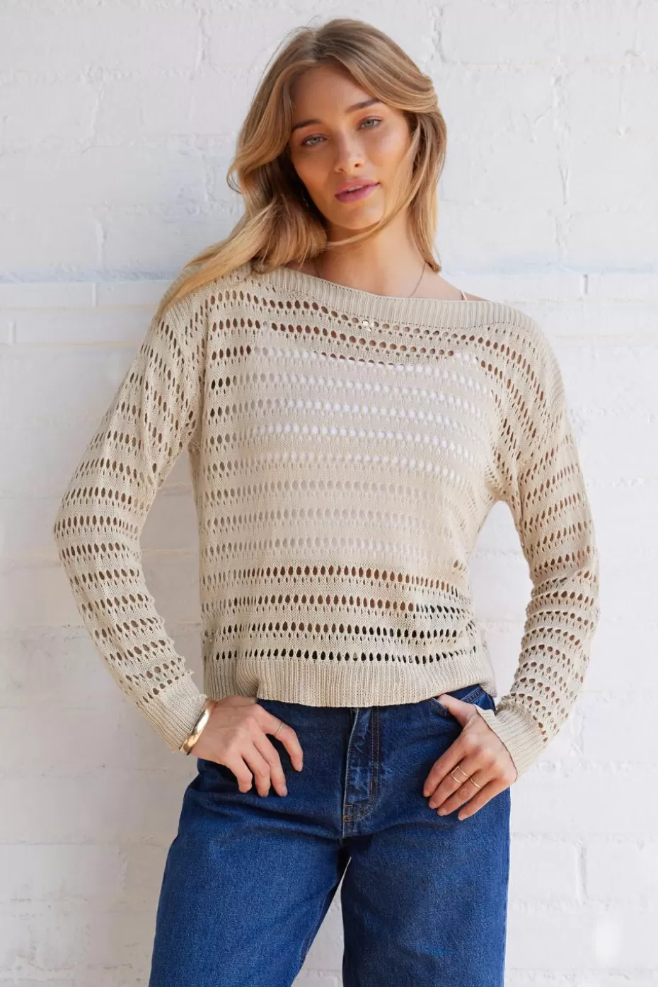 Hot Cupshe Cutout Long Sleeve Top Neutral