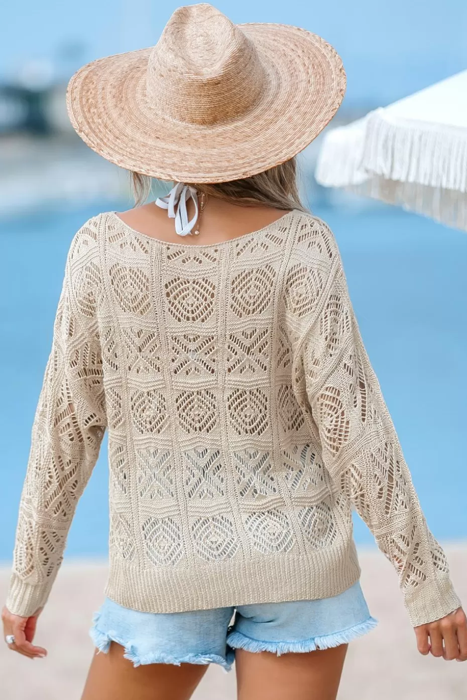 Shop Cupshe Neutral V-Neck Cover-Up Top Light Brown