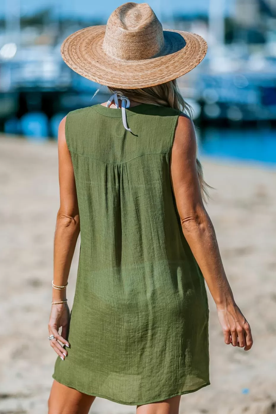 Outlet Cupshe Olive Patch Pocket Mini Cover-Up Dress Green