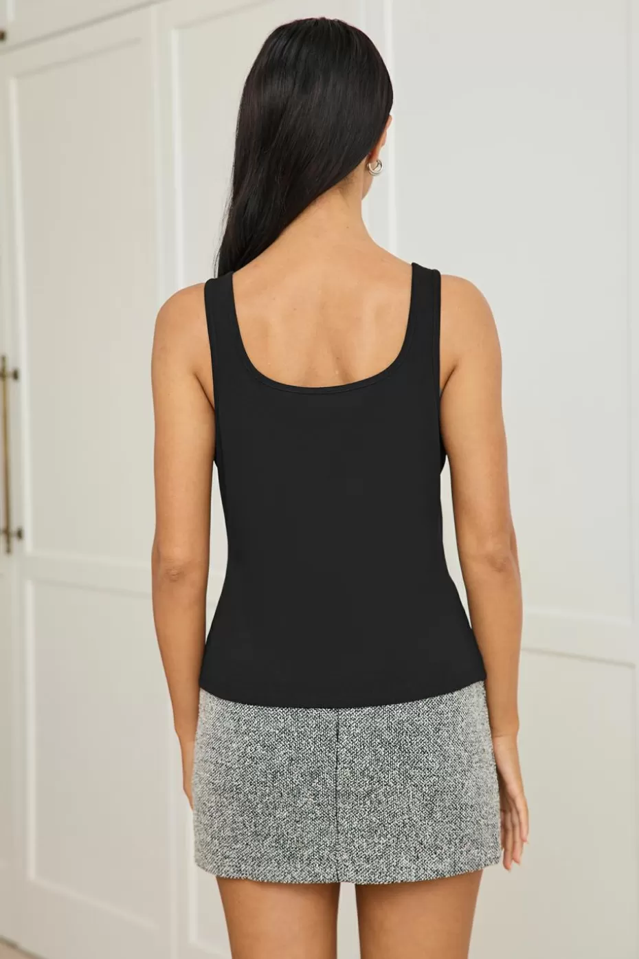 Online Cupshe Onyx Notched Neck Tank Top Black