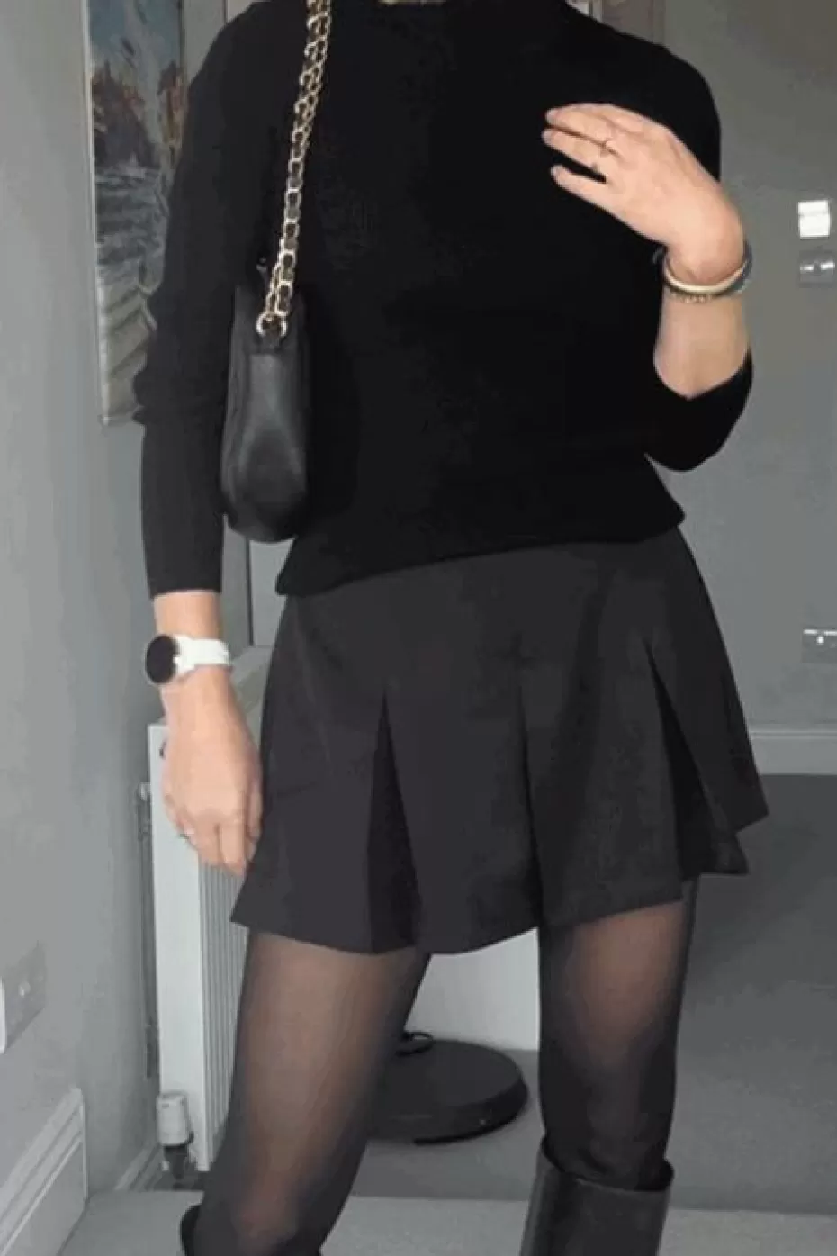 Clearance Cupshe Onyx Pleated Mini Skirt Black
