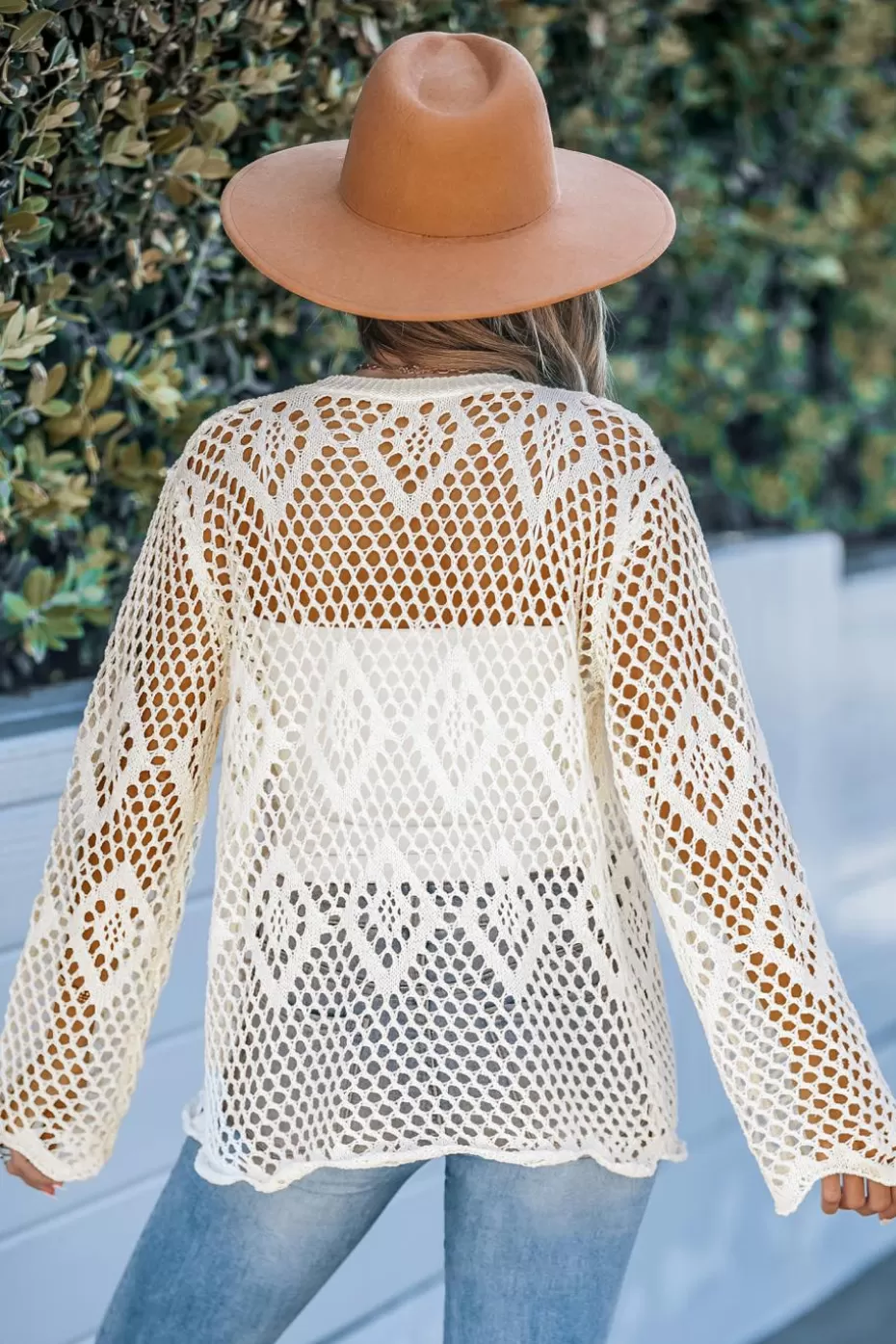 Flash Sale Cupshe Open Knit Long Sleeve Cardigan Apricot